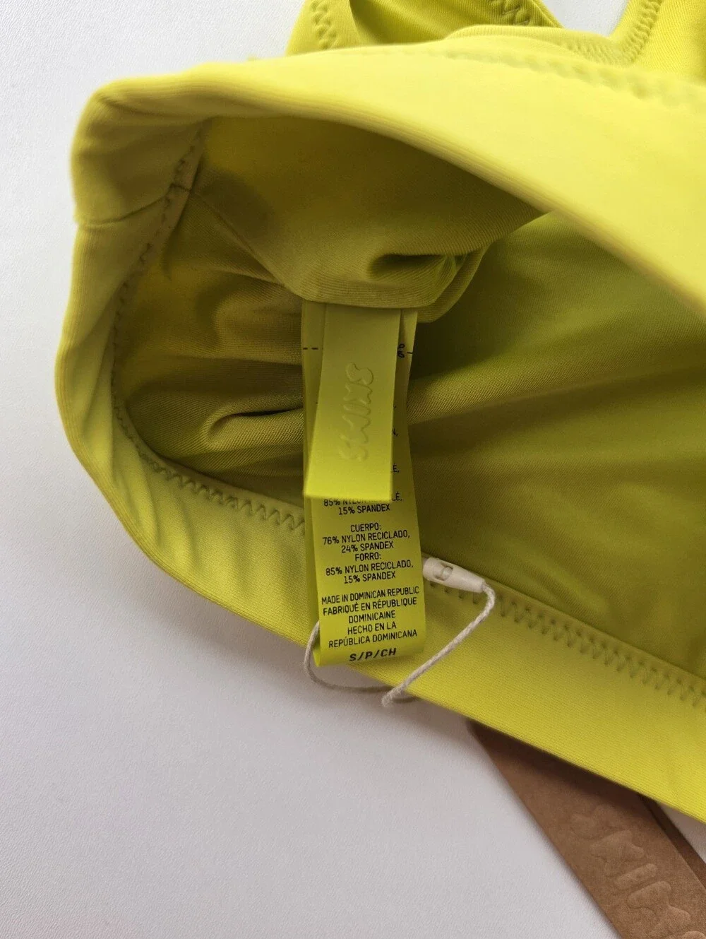 SKIMS NWT Recycled Swim Citrus Neon Yellow Tank Bikini Top